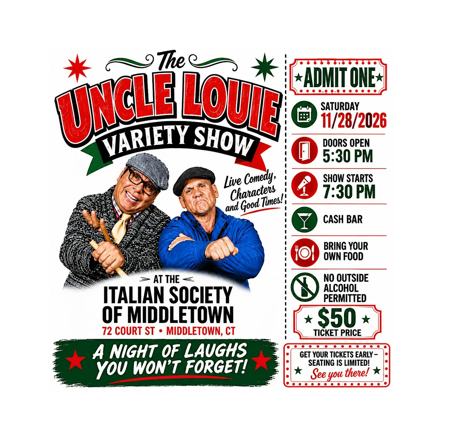 The Uncle Louie Variety Show ~ Live at The Italian Society of Middletown