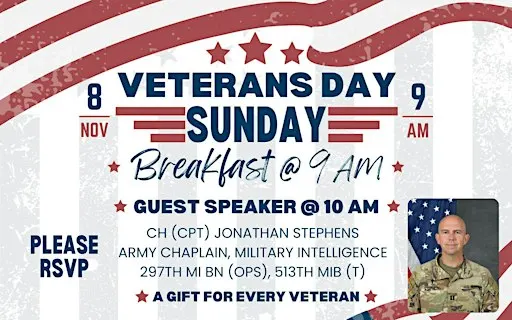 Free Veterans Day Sunday Breakfast and Special Guest Speaker