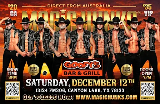MAGIC HUNKS AUSTRALIA TAKEOVER CANYON LAKE,TX!