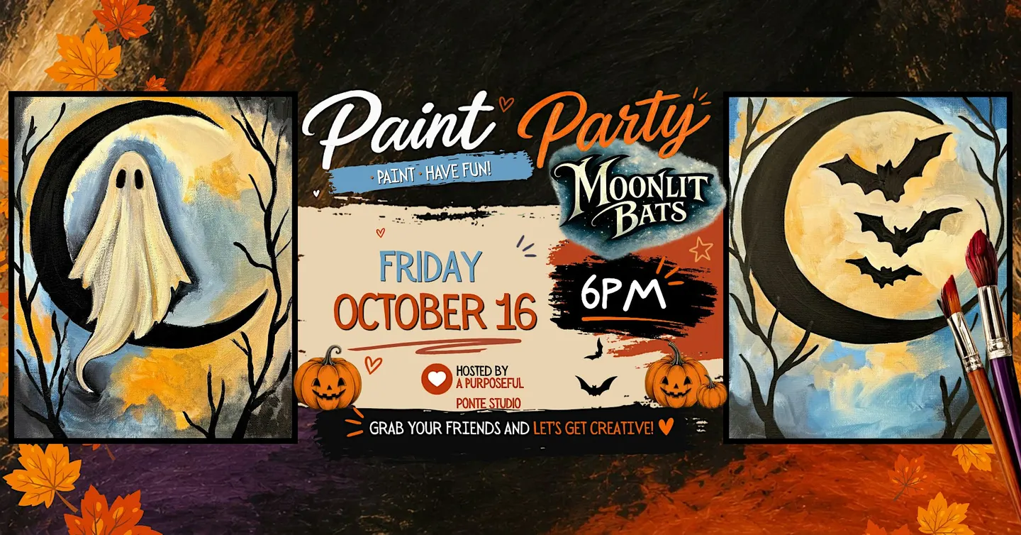 Halloween Paint and Sip in Louisville | Choose Your Ghost or Bat Painting