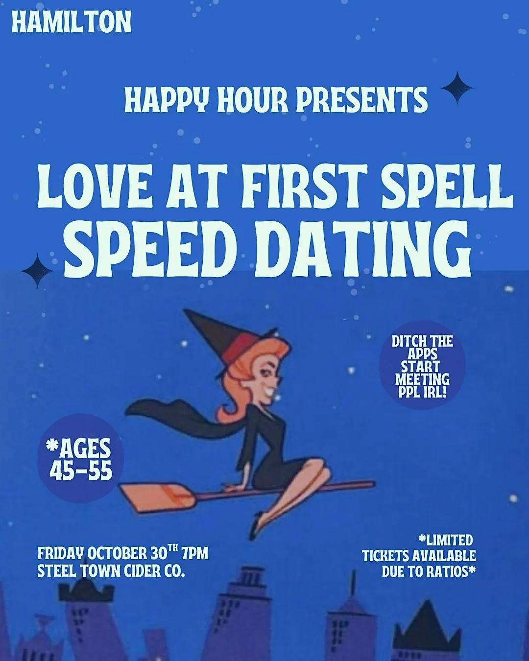 Love at First Spell Speed Dating Ages 45-55 @Steel Town Cider (Hamilton)