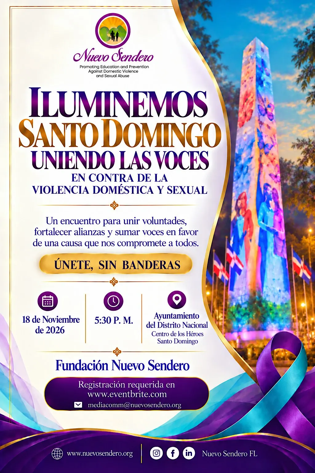 Iluminado de Santo Domingo en Contra de la Violencia Doméstica y Sexual