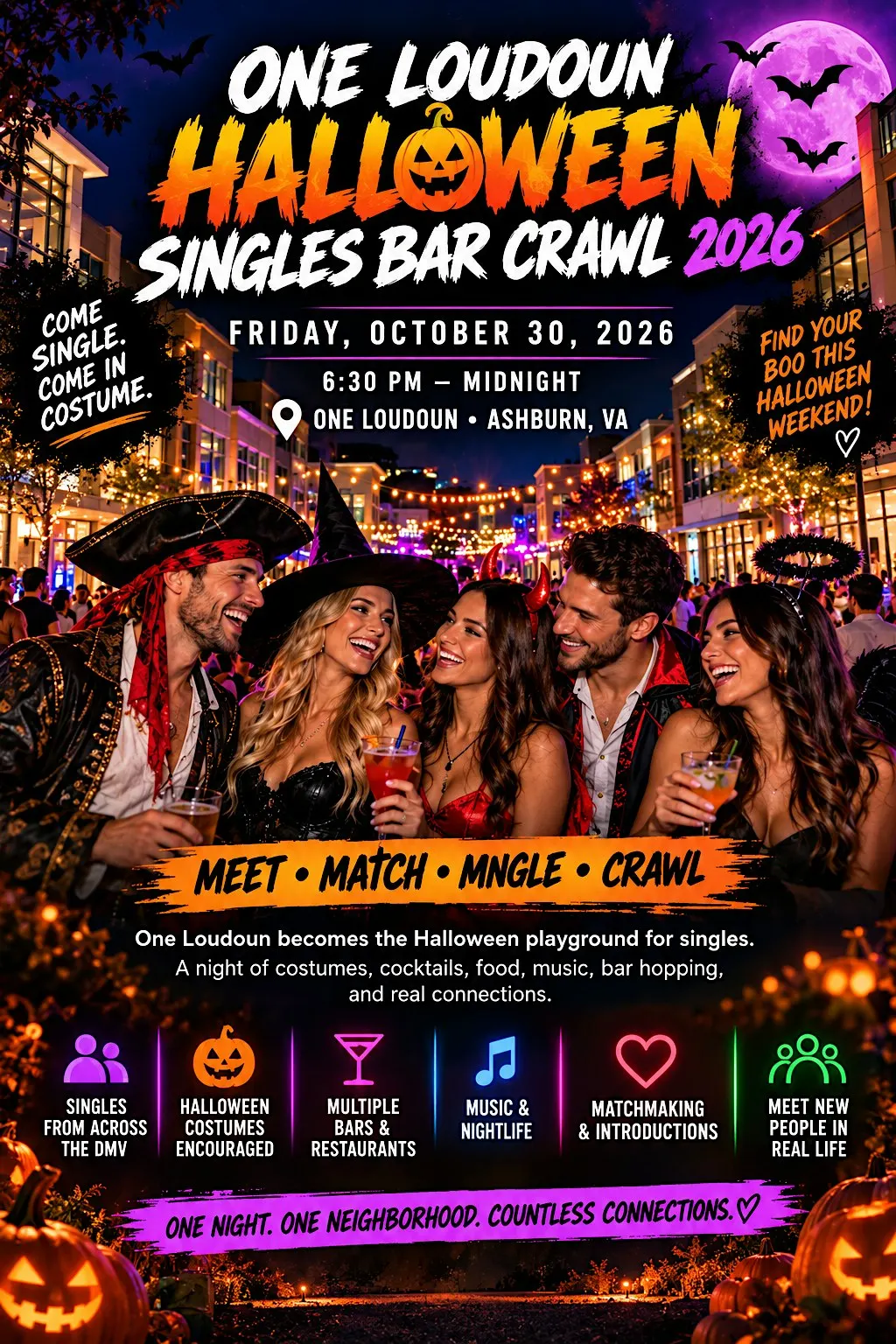 ONE LOUDOUN HALLOWEEN SINGLES BAR CRAWL 2026 (FRIDAY)