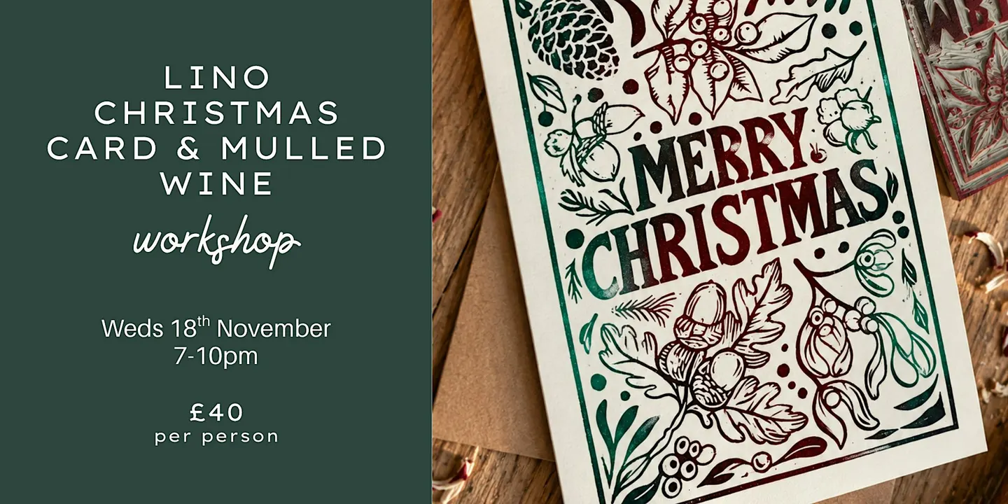 Art Workshop - Christmas Card Lino Workshop & Mulled Wine - Southampton