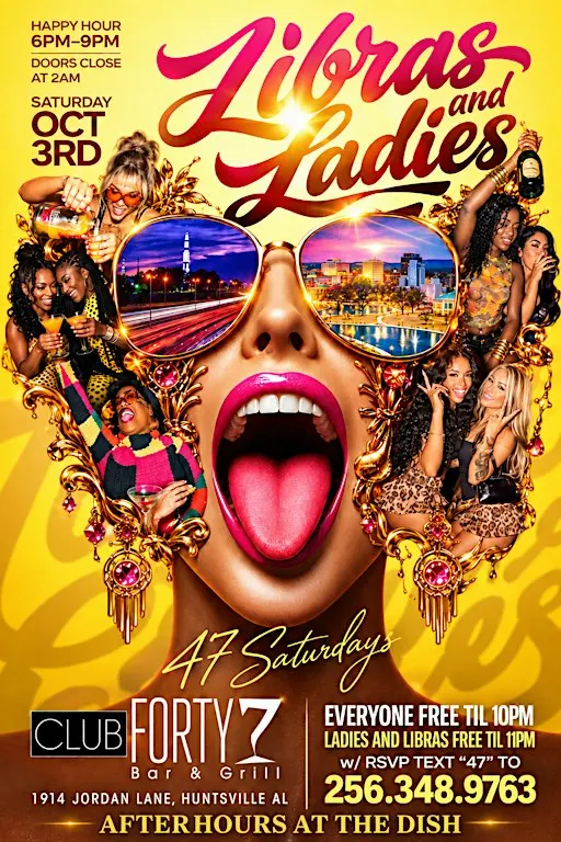 FREE TICKETS for LIBRAS 7 LADIES @ CLUB47 | Sat Oct 3rd