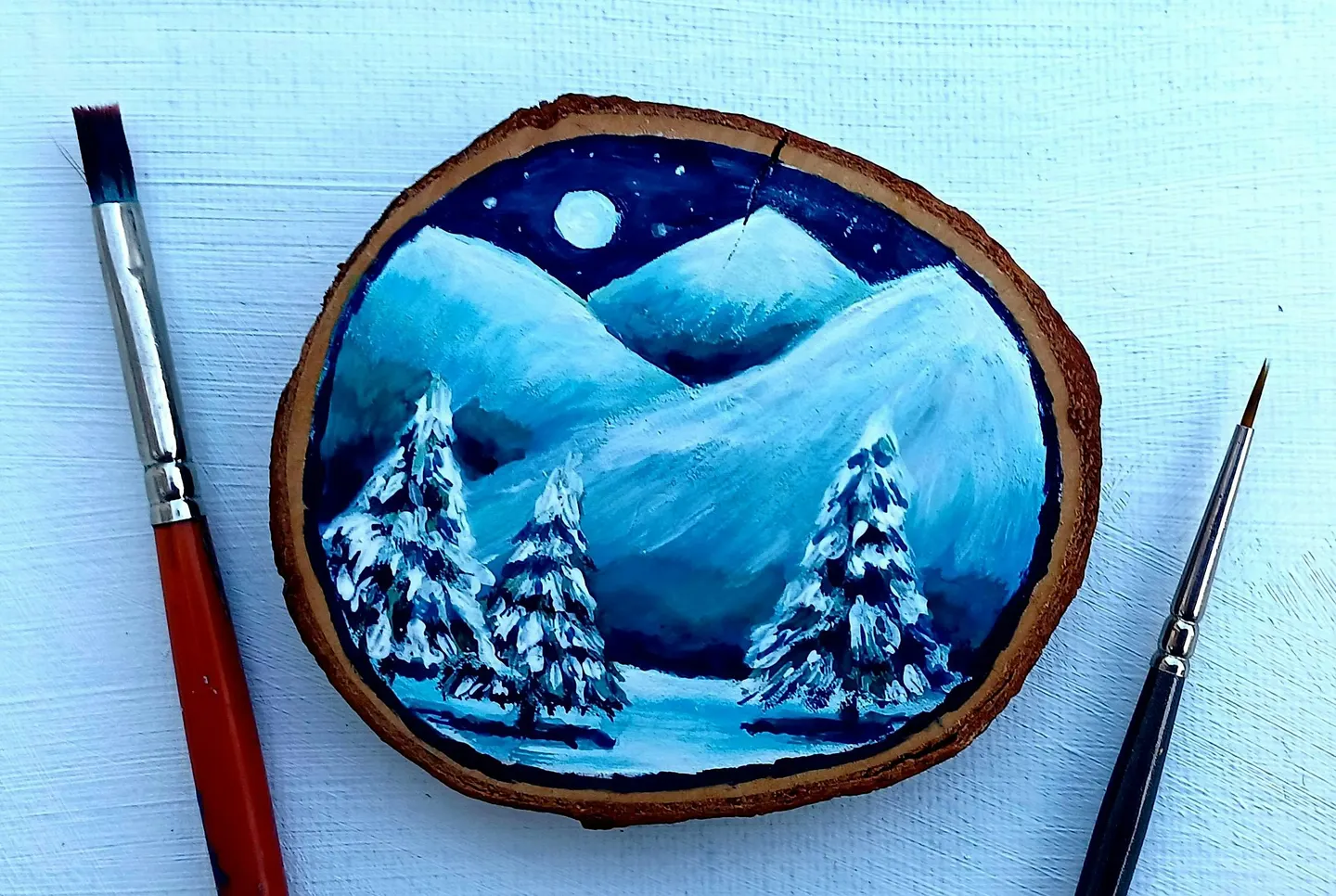 Paint a Moonlit Winter Scene Workshop - beginners welcome.