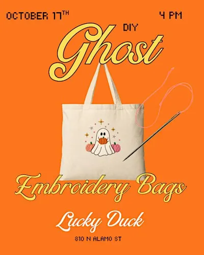 DIY Ghost Embroidery bags- Lucky Duck Oct 17th