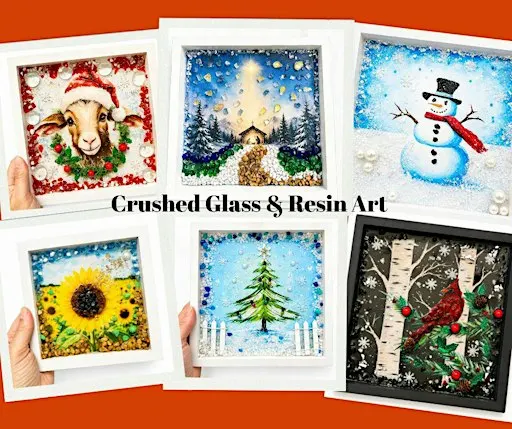 Crushed Glass & Resin Framed Art