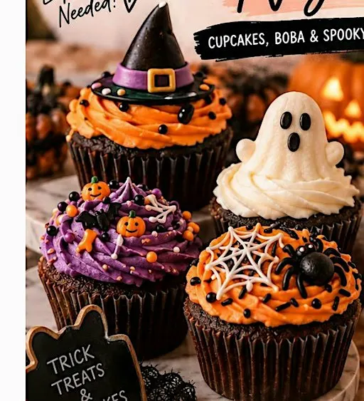 College Halloween CupCake & Boba