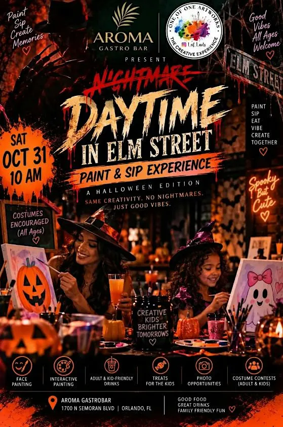 Daytime on Elm Street: A Paint & Sip Halloween Experience For Families