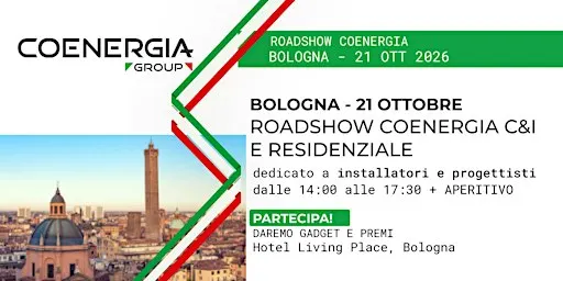 Roadshow Coenergia il 21.10.2026 a Bologna