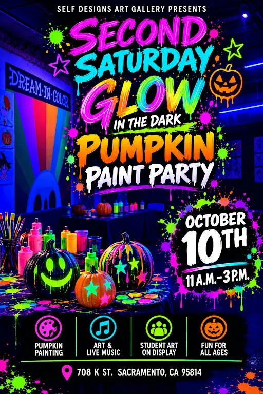 SECOND SATURDAY/GLOW IN THE DARK PUMPKIN PAINT PARTY