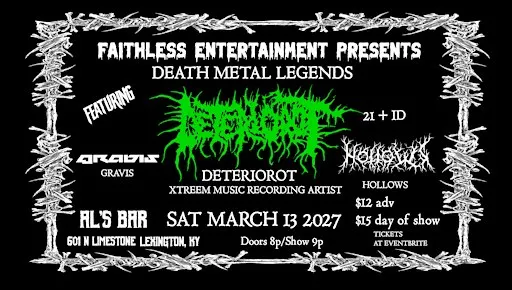DETERIOROT - Kentucky Terror Vol 3 at Al's Bar Lex KY Mar 13th 2027