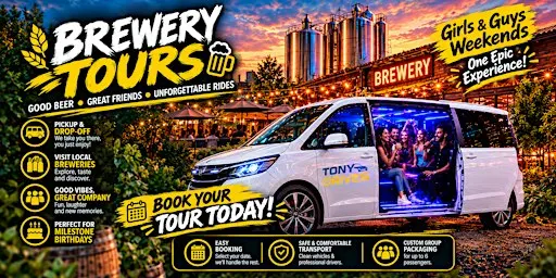 Greenville Brewery & Party Van Tour (Karaoke, Lights & Up to 6 Guest)