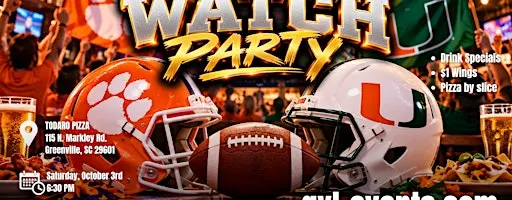 Clemson vs Miami Watch Party!