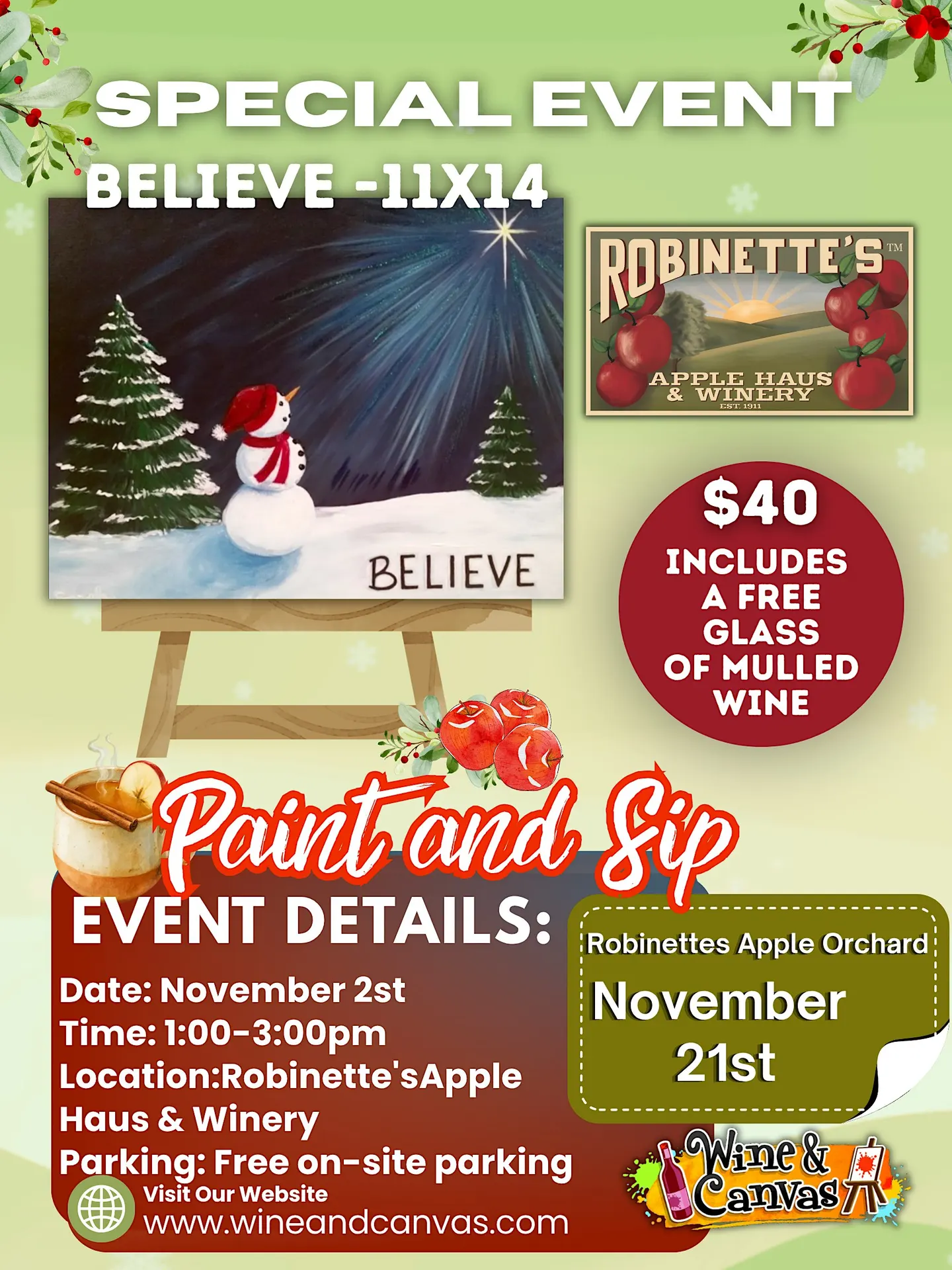 Believe-11x14-Robinette's Apple Haus & Winery-Paint and Sip