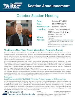 2026 NorCal ITE October Section Meeting In-person/Online
