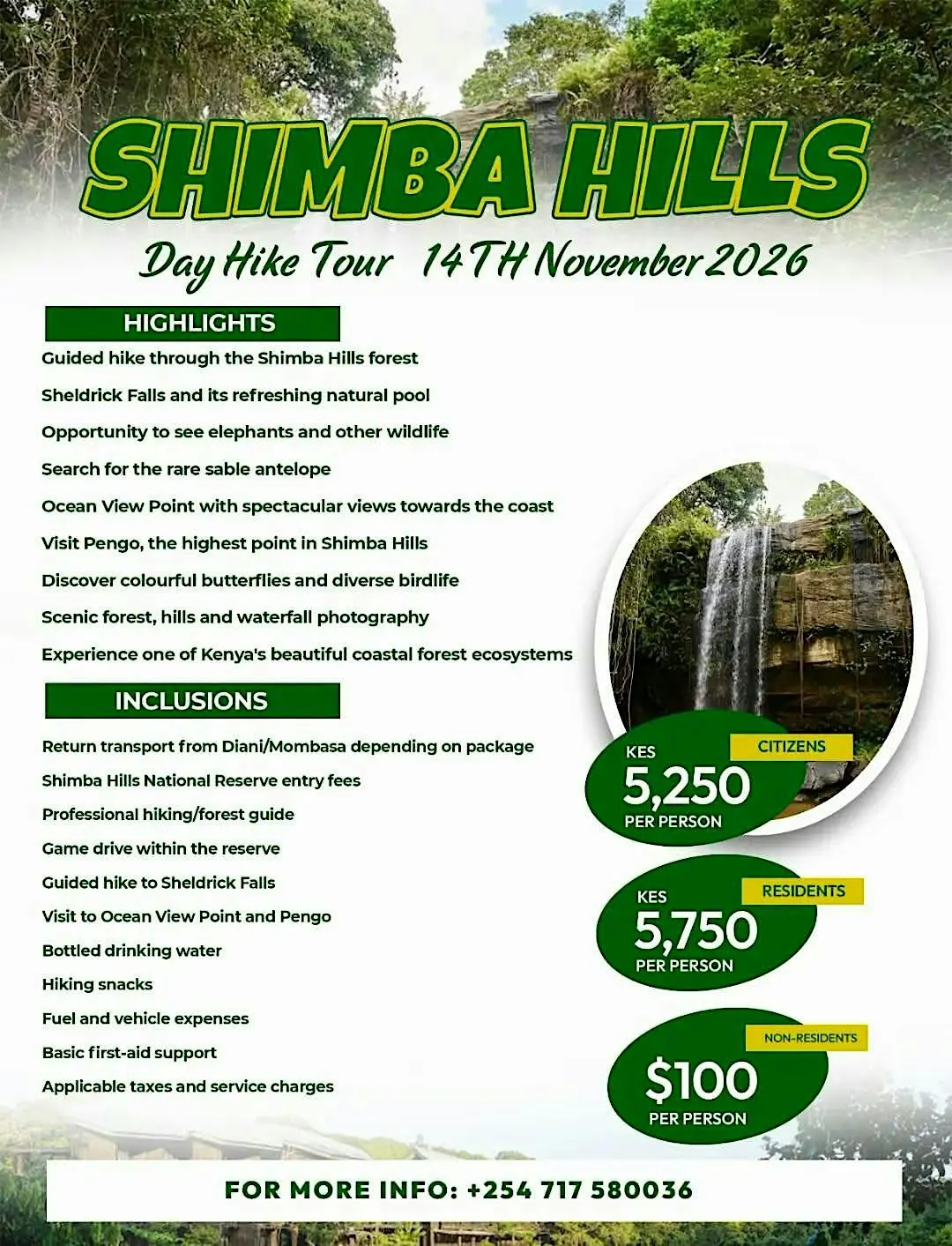 SHIMBA HILLS DAY HIKE – 14TH NOVEMBER 2026! Fro Kshs 5250