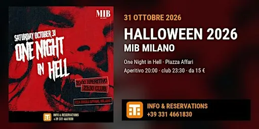 Halloween 2026 al MIB Milano – One Night in Hell