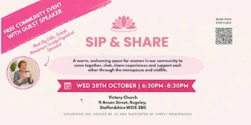 Simply Menopausal Sip & Share in Rugeley - Lets Talk Menopause.