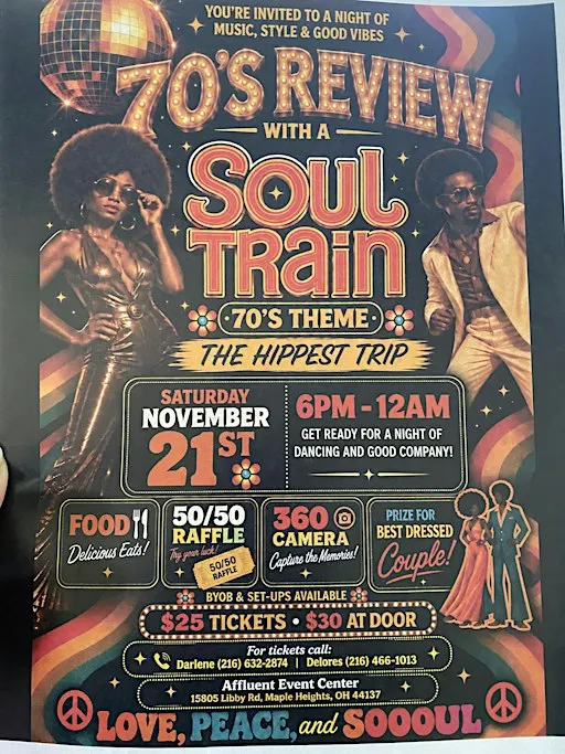 70's Review with a Soul Train 70's theme The Hippest Trip
