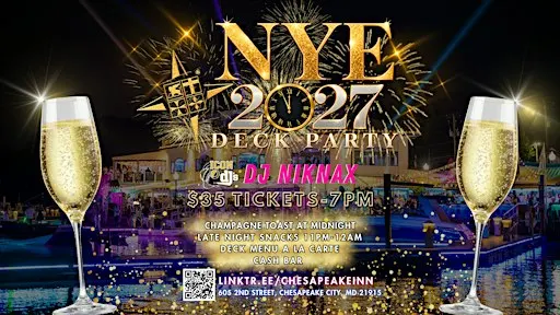 New Years Eve Deck Party 2027 at Chesapeake Inn!