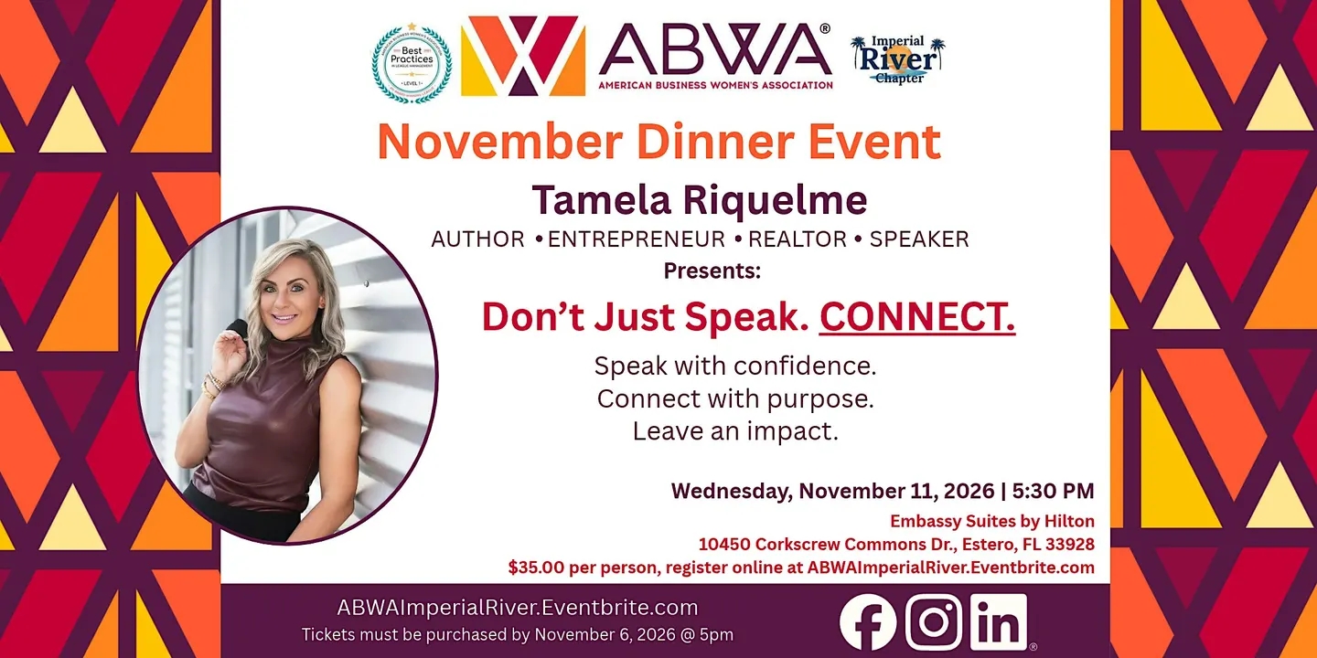 ABWA Imperial River November 11 Dinner Event