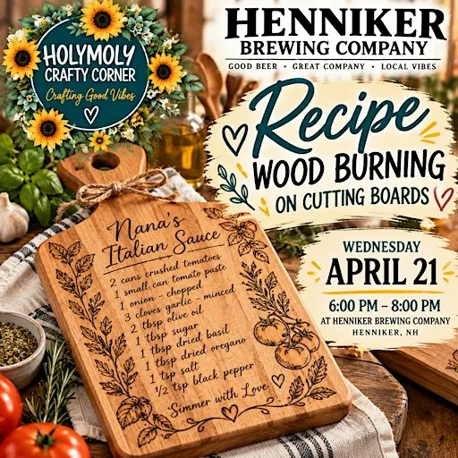 Recipe Wood Burning Workshop at Henniker Brewing!