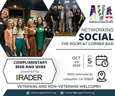 October 2026 AVA Networking Social at The Room at Corner Bar Lafayette!