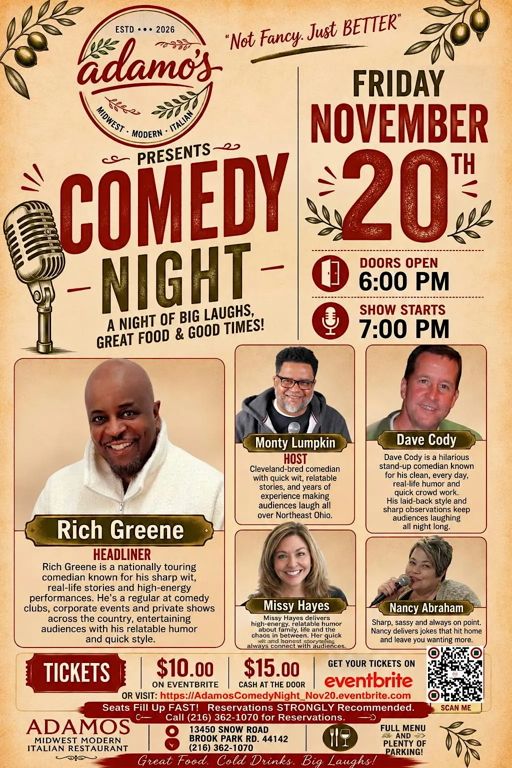 Comedy Night at Adamo's with Headliner Rich Greene