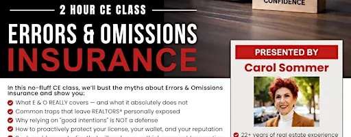 2 Hour CE - Error & Omissions Insurance - LUNCH INCLUDED