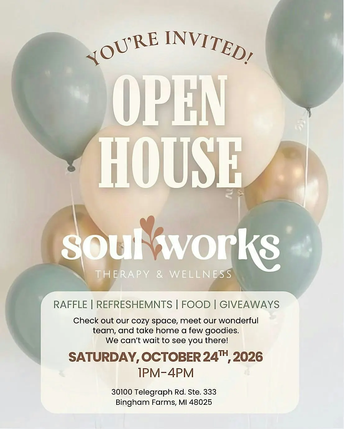 Soul Works Therapy and Wellness Fall Open House