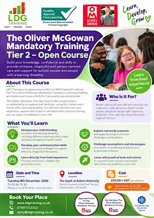 Tier 2 Oliver McGowan Mandatory Training on Learning Disability and Autism