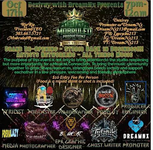 Grand ReOpening-Studio Back in Business/Artist Networking -All Things Music