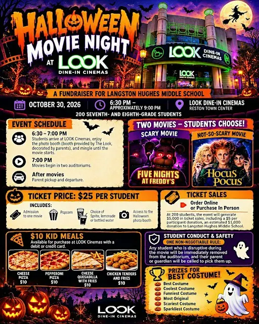 Halloween Movie Night at LOOK Dine In Cinemas Reston Town Center