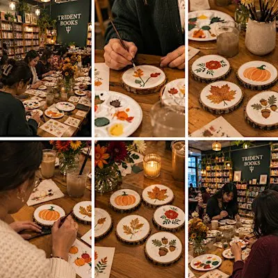 Autumn Art: Fall & Festive Coaster Painting Workshop at Trident Bookstore