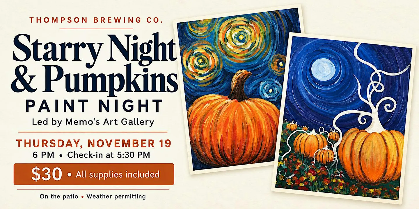 Starry Night & Pumpkins: A Fall Paint Night at Thompson Brewing Co.