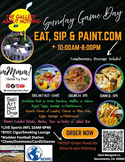 SUNDAY GAME DAY-EAT, SIP and PAINT