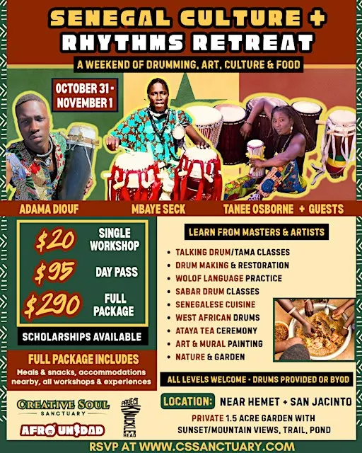 SENEGAL CULTURE + RHYTHMS RETREAT: Drumming, Sabar, West African, Food