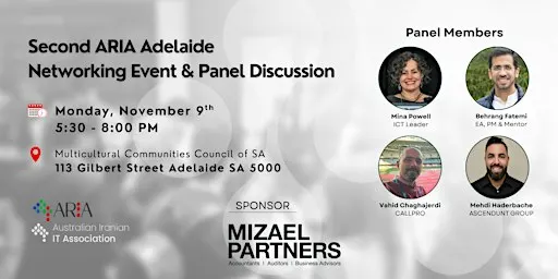 ARIA Adelaide Networking Event and Panel Discussion (Persian)