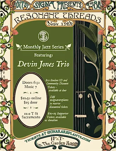 Monthly Jazz at Signa - Resonant Threads: Devin Jones Trio