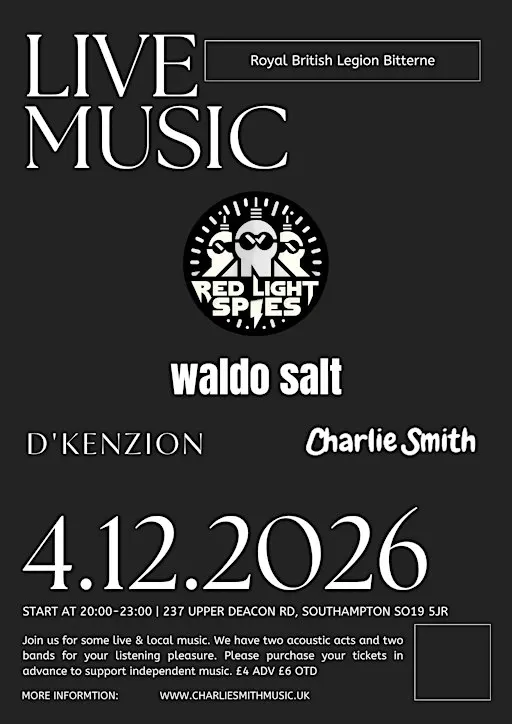 RBL Bitterne Music Night - Red Light Spies // Waldo Salt // Charlie Smith