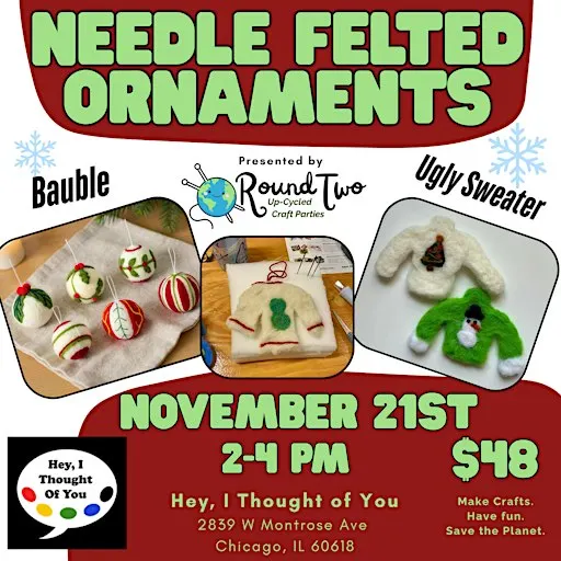 Make an Ugly Sweater Needle Felted Ornament