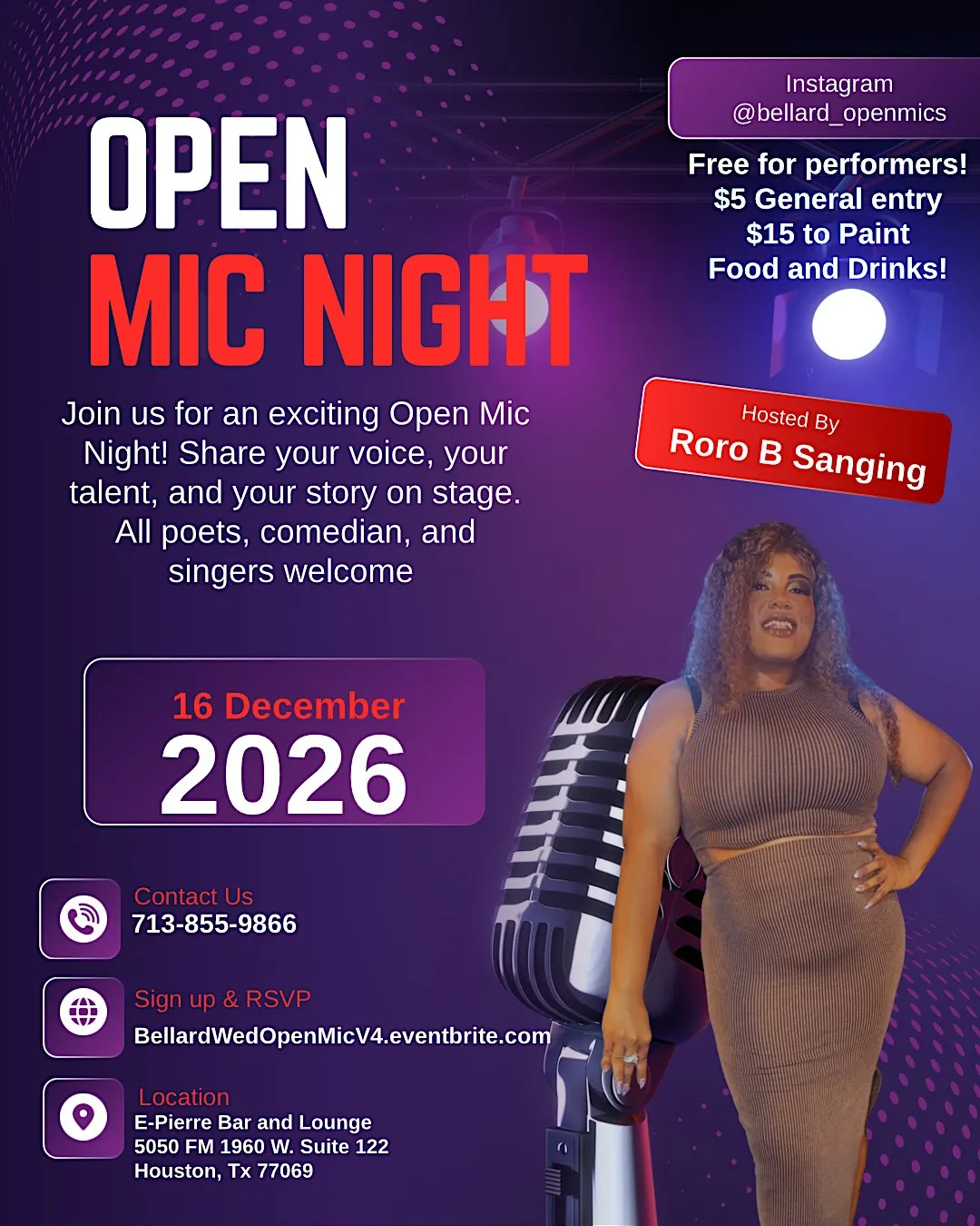 Wednesday Open Mic Night at E-Pierre Bar & Lounge