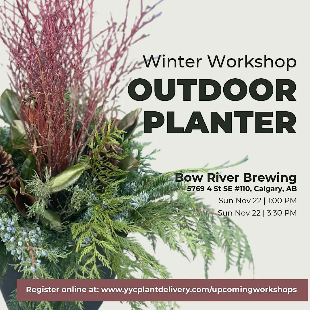 Outdoor Winter Planter | Bow River Brewing | YYC Plants & Delivery