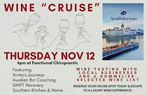River Cruise Wine Experience with Nivita's Journey & Fun Chiropractic