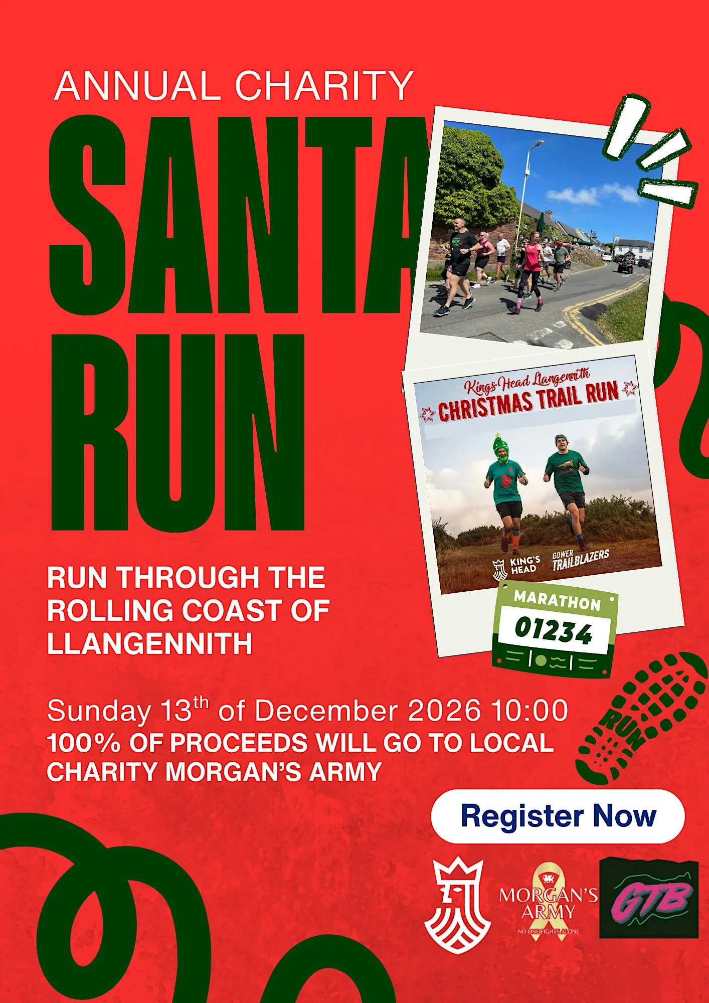 Charity 5k /10k Christmas fun trail run