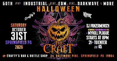 The Craft Goth/Industrial HALLOWEEN BASH at CRAFTY'S Bar and Bottleshop!