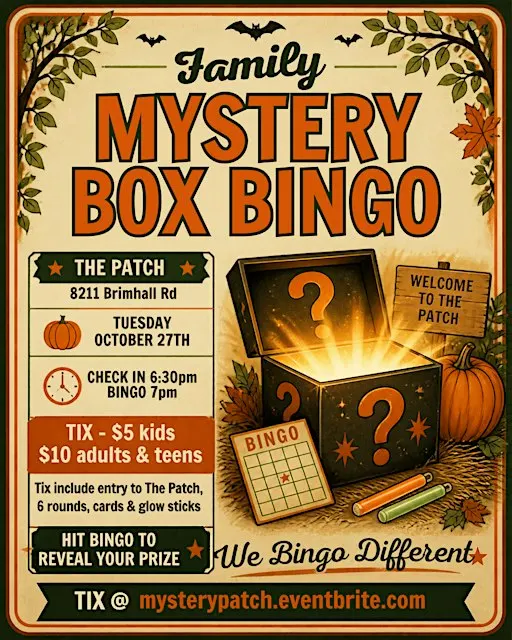 Family Mystery Box Bingo @ The Patch Pumpkin Patch