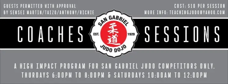 SG Judo Coaches Sessions Thursday 10–08-26 6pm to 8